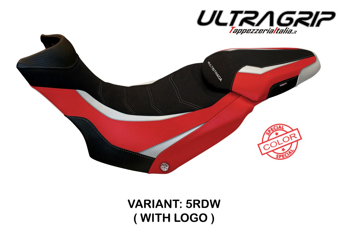 TPZ Lux Ultragrip SP red-white Saddle covering Logo Ducati Multistrada 1200/1260 Enduro 2016-2021