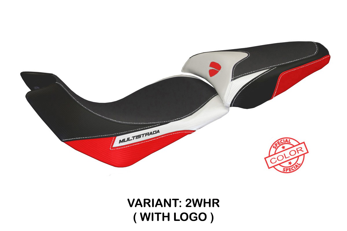 Rivestimento sella TPZ Trinacria Logo Special bianco-rosso Ducati Multistrada 1200 2012-2014