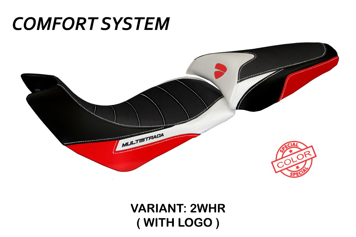 Rivestimento sella TPZ Trinacria Comfort Logo Special bianco-rosso Ducati Multistrada 1200 2012-2014