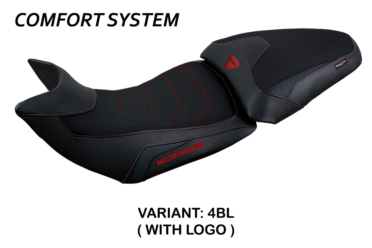 TPZ Haria Comfort black Saddle covering Logo Ducati Multistrada V2 2021-2024