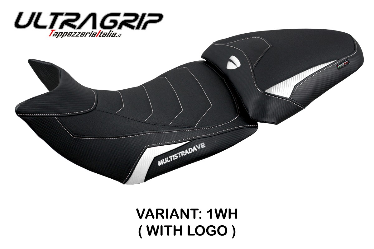 TPZ Haria Ultragrip white Saddle covering Logo Ducati Multistrada V2 2021-2024