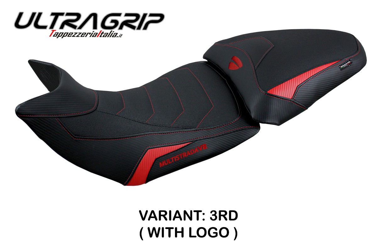 TPZ Haria Ultragrip red Saddle covering Logo Ducati Multistrada V2 2021-2024