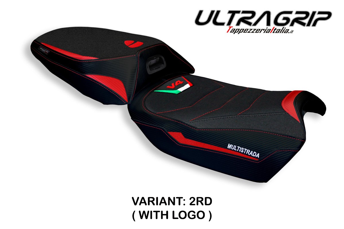 Saddle covering Adelaide Ultragrip red logo Ducati Multistrada V4 (heated saddle) 2021-2023