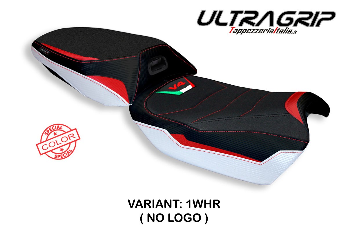 TPZ Adelaide Ultragrip Special white-red Saddle covering Ducati Multistrada V4 2021-2025