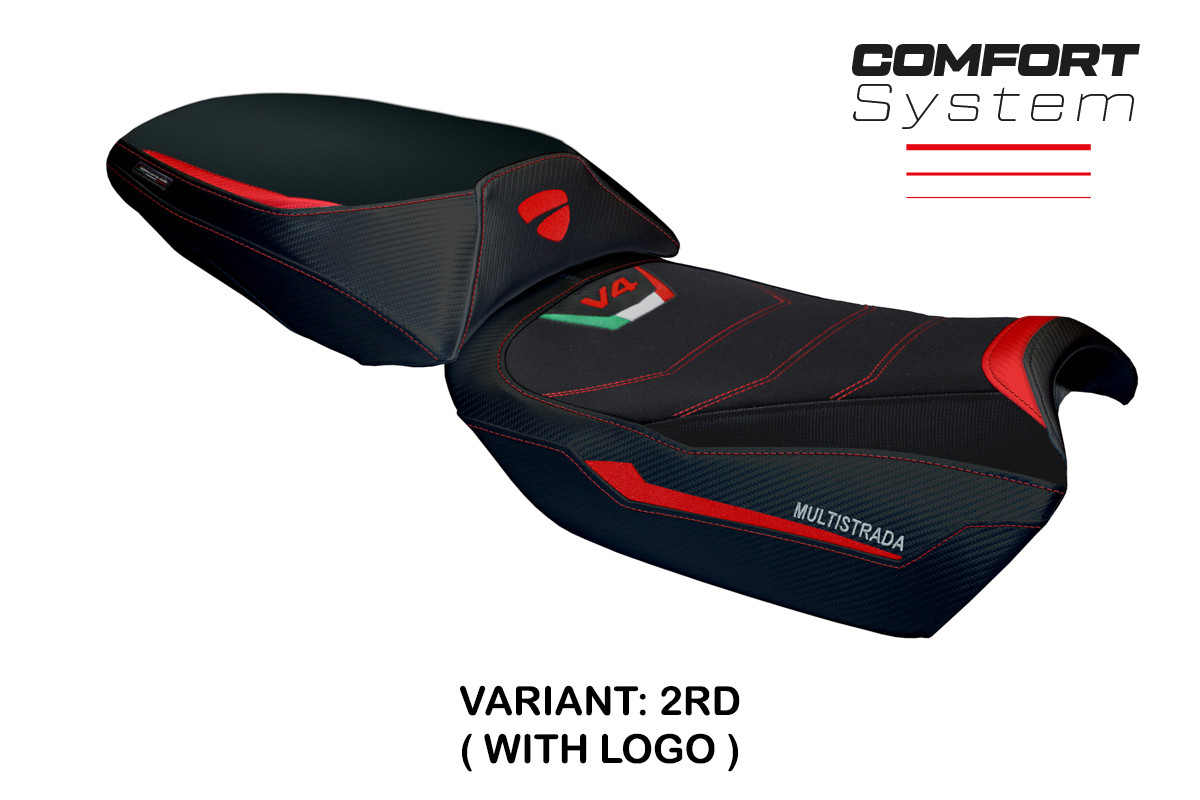 Rivestimento sella Adria Comfort System rossa con logo Ducati Multistrada V4 Rally 2023-2024