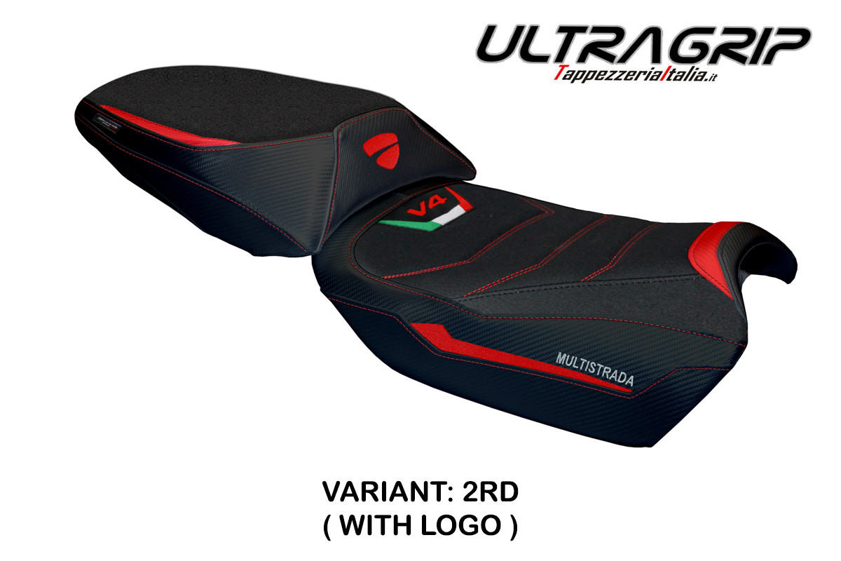 Saddle covering Adria Ultragrip red with logo Ducati Multistrada V4 Rally 2023-2024