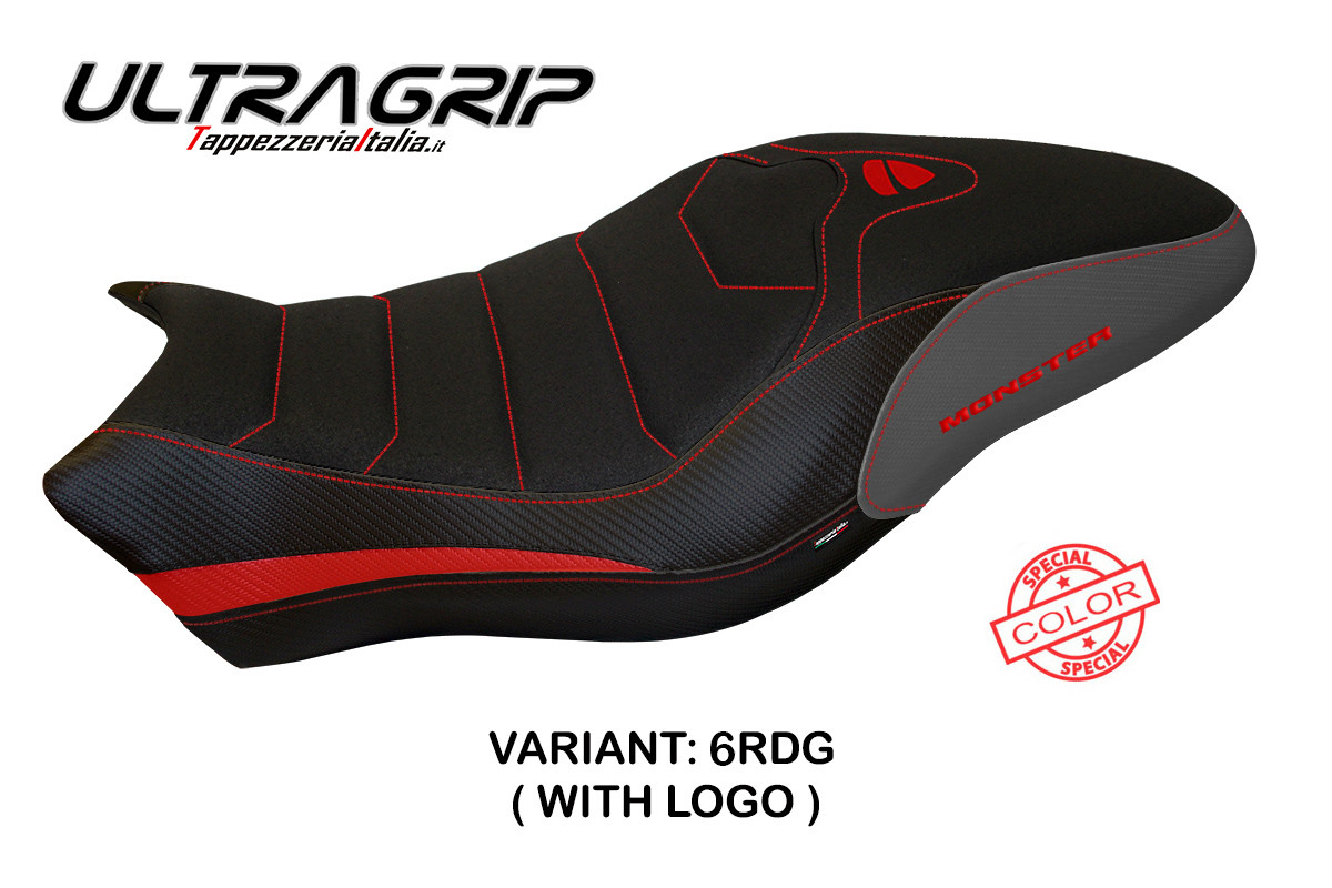 Rivestimento sella TPZ Piombino Ultragrip Logo SE rosso-grigio Ducati Monster 821/1200 2017-2020