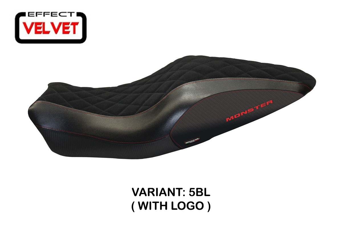 TPZ Andorra Velvet black Saddle covering Logo Ducati Monster 821/1200 2014-2016