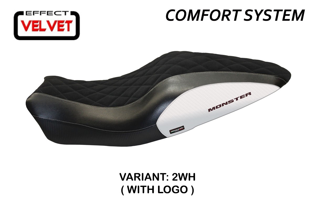 TPZ Andorra Velvet Comfort white Saddle covering Logo Ducati Monster 821/1200 2014-2016