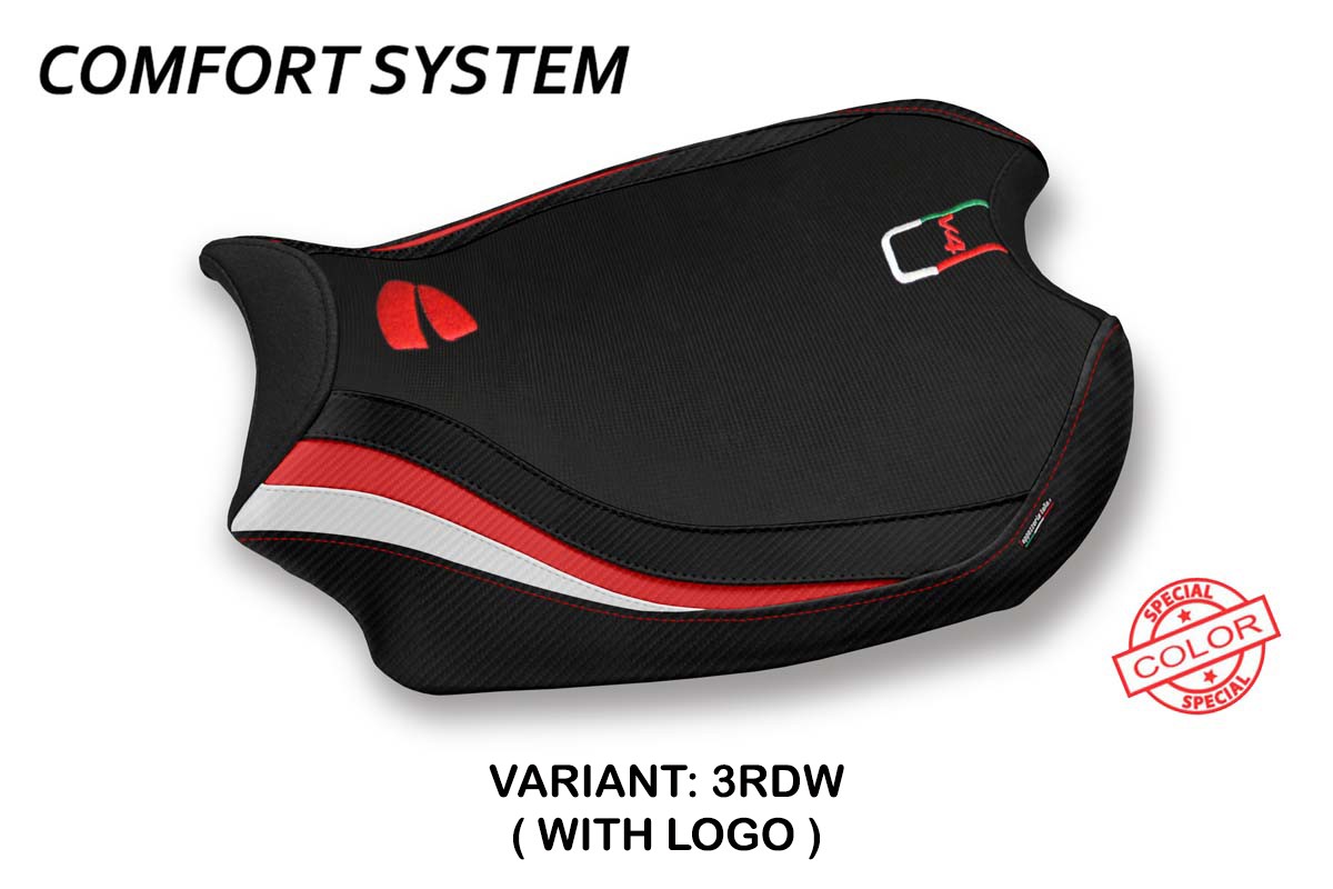 TPZ Glinka Comfort red-white Saddle covering Logo Ducati Panigale V4 2018-2024