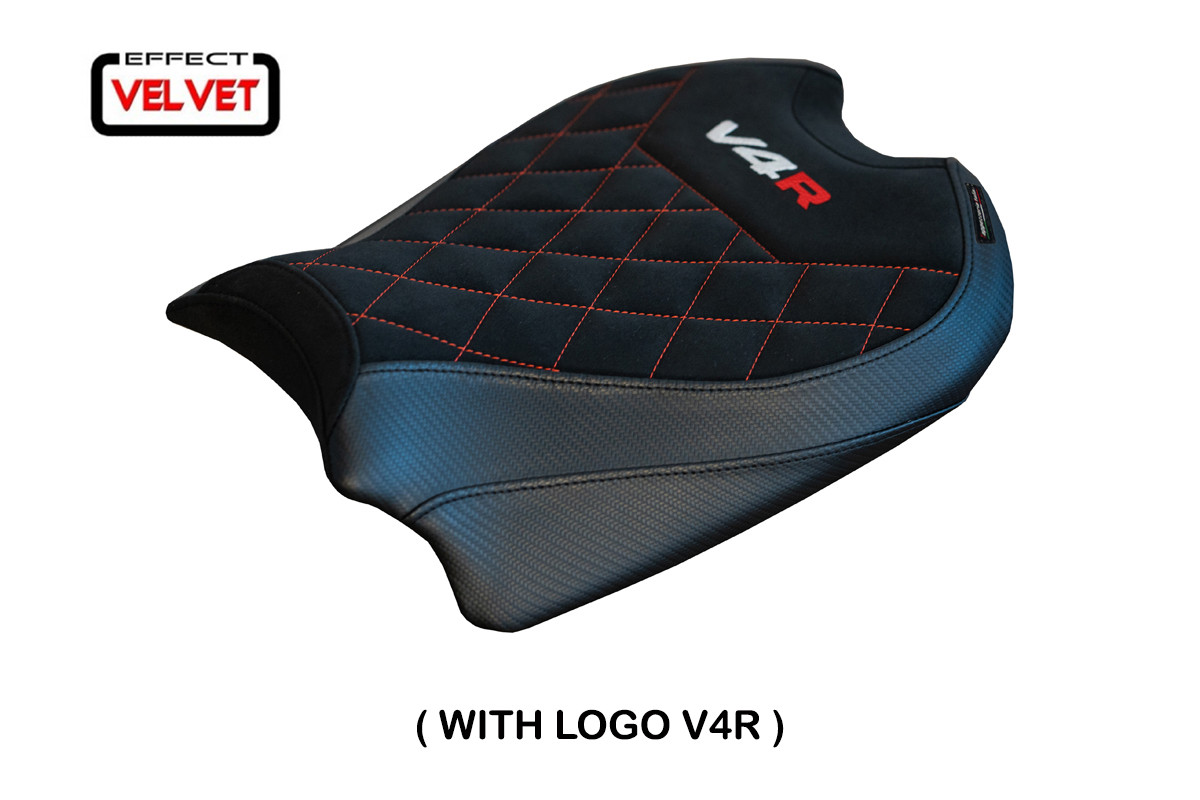 TPZ Harbin Velvet black Saddle covering Logo Ducati Panigale V4R 2018-2024