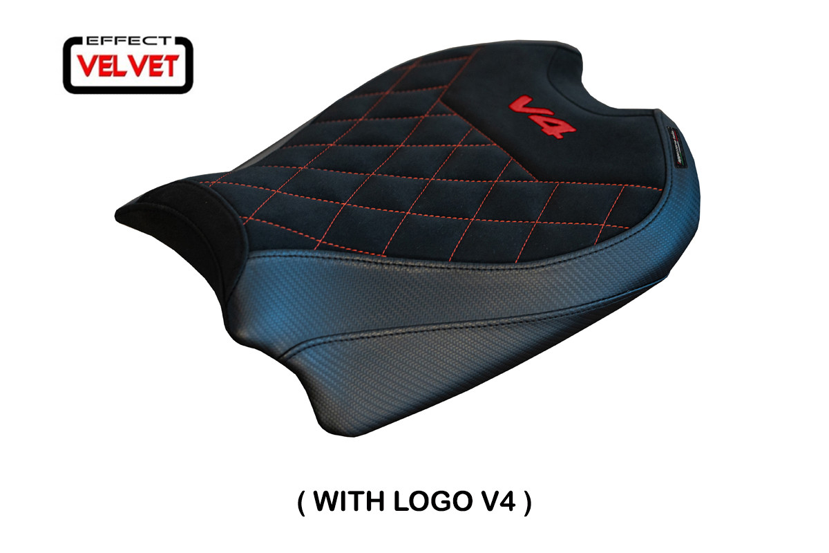 TPZ Harbin Velvet black Saddle covering Logo Ducati Panigale V4 2018-2024