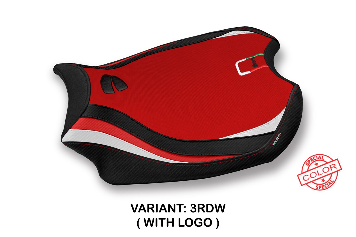 TPZ Kerman red-white Saddle covering Logo Ducati Panigale V4 2018-2024