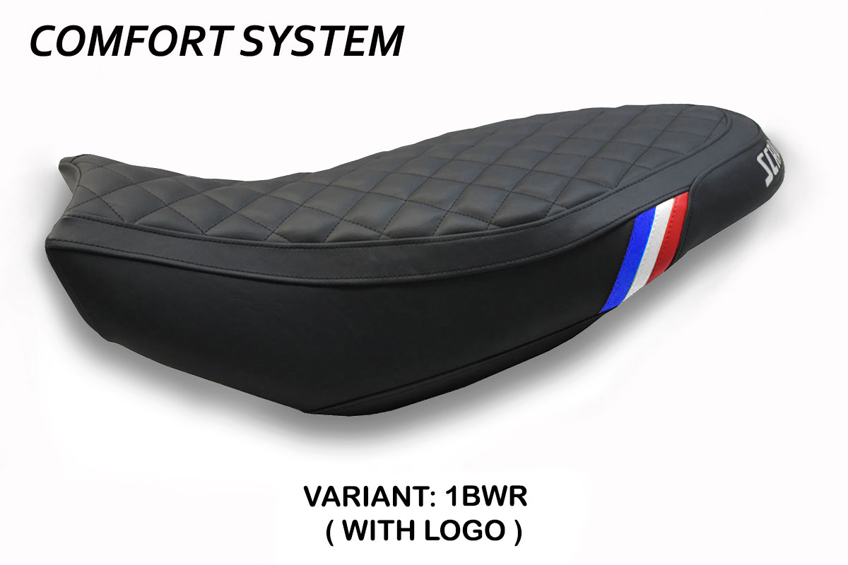 Rivestimento sella TPZ Vintage Comfort Logo blu-bianco-rosso Ducati Scrambler 400/800/1100 2015-2024