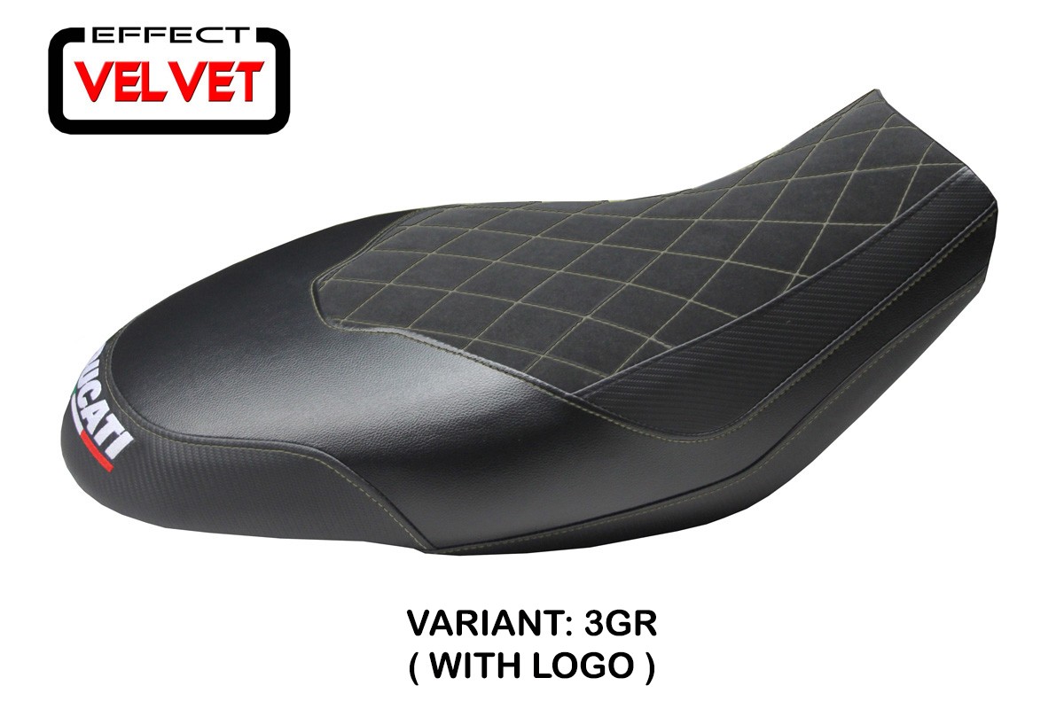 Rivestimento sella TPZ Ischia Velvet Logo grigio Ducati Scrambler 400/800/1100 2015-2024