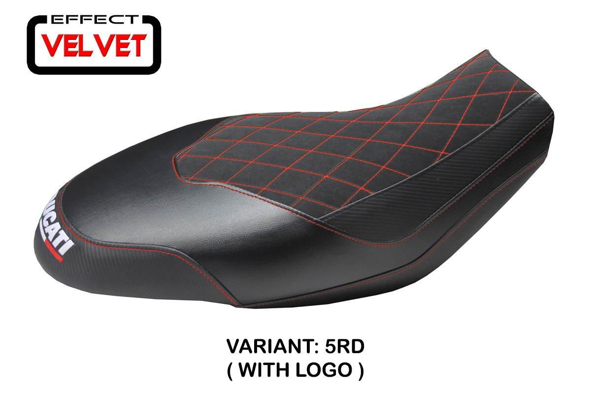 Rivestimento sella TPZ Ischia Velvet Logo rosso Ducati Scrambler 400/800/1100 2015-2024