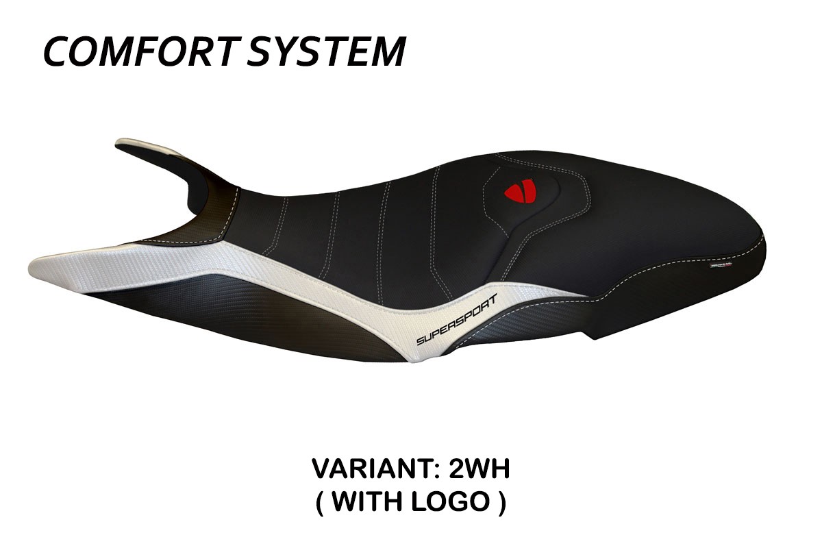 Rivestimento sella TPZ Pistoia 3 Comfort Logo bianco Ducati Super Sport 2017-2024