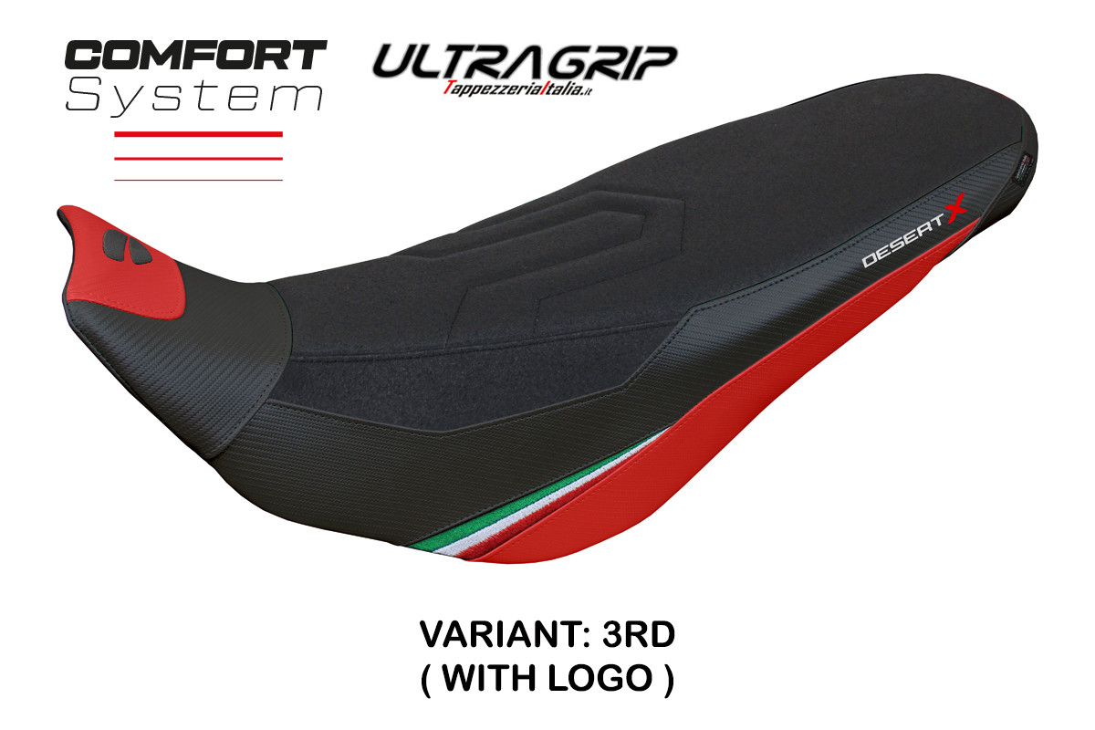 TPZ Keren Comfort Ultragrip red Saddle covering Logo Ducati DesertX 2022-2025