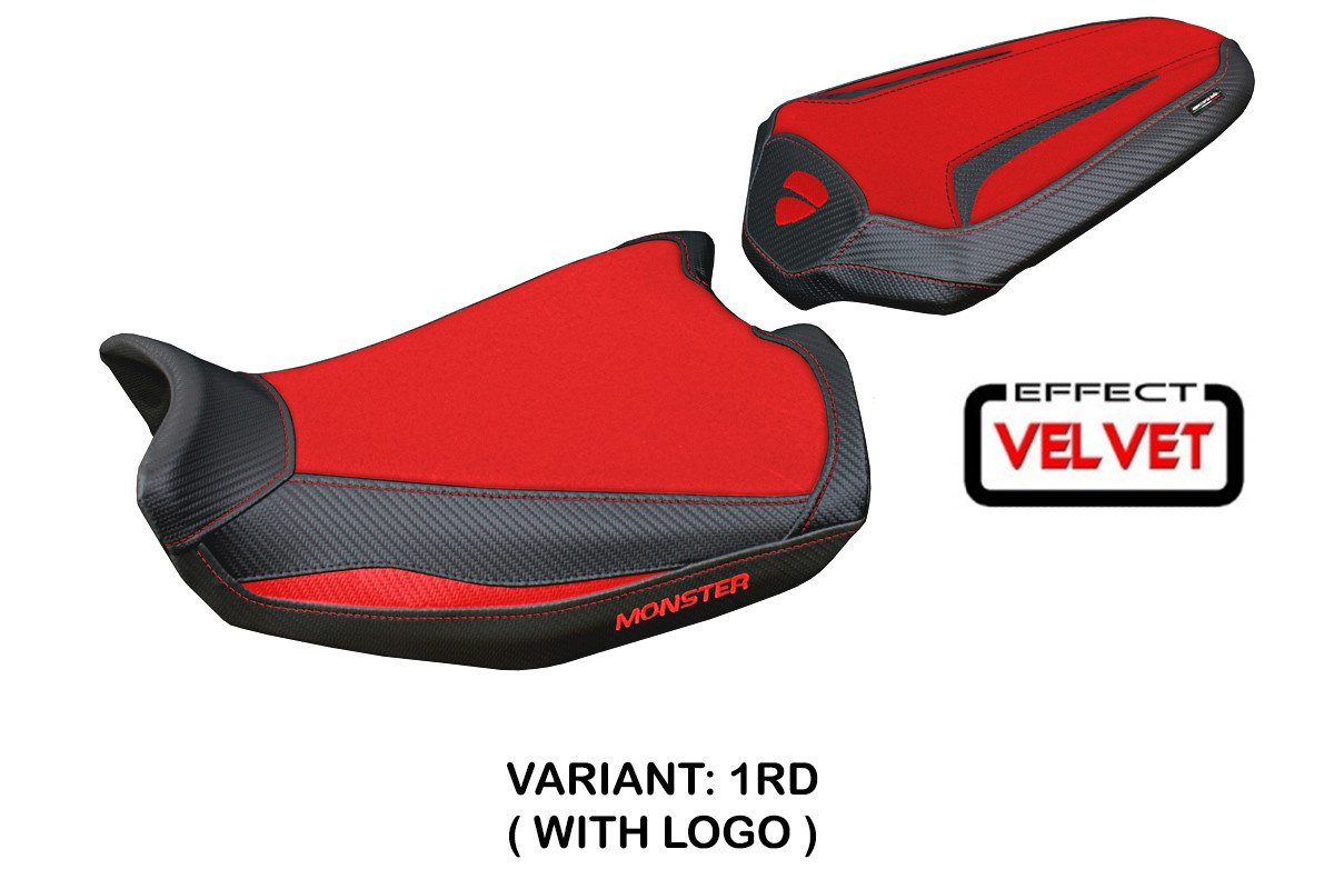 Rivestimento sella TPZ Linosa Velvet Logo rosso Ducati Monster 937-950 2021-2025