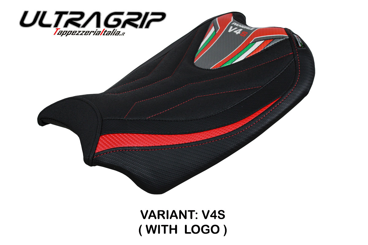 TPZ Coimbra Ultragrip red-V4S Saddle covering Logo Ducati Panigale V4 2018-2024