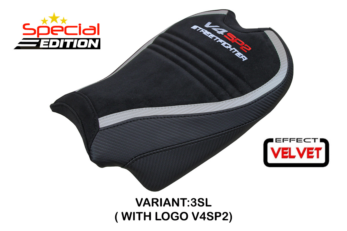 TPZ Areion Velvet Special Edition silver Saddle covering Logo Ducati Streetfighter V4 SP2 2020-2024