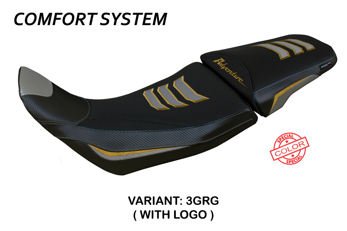 TPZ Amber Comfort Special grey-gold Saddle covering Logo Honda Africa Twin 1100 ADVS 2020-2025