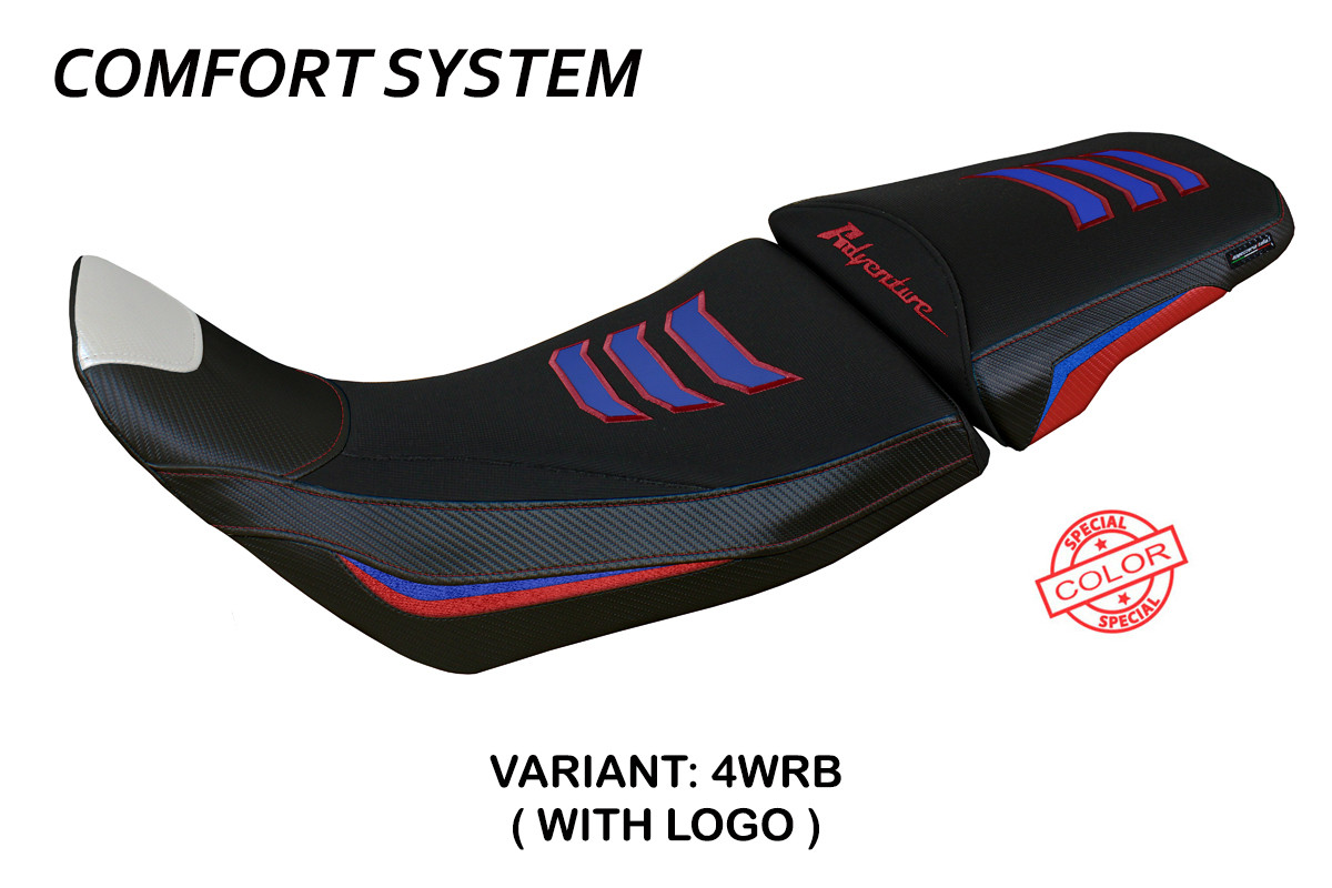TPZ Amber Comfort Special white-red-blue Saddle covering Logo Honda Africa Twin 1100 ADVS 2020-2025