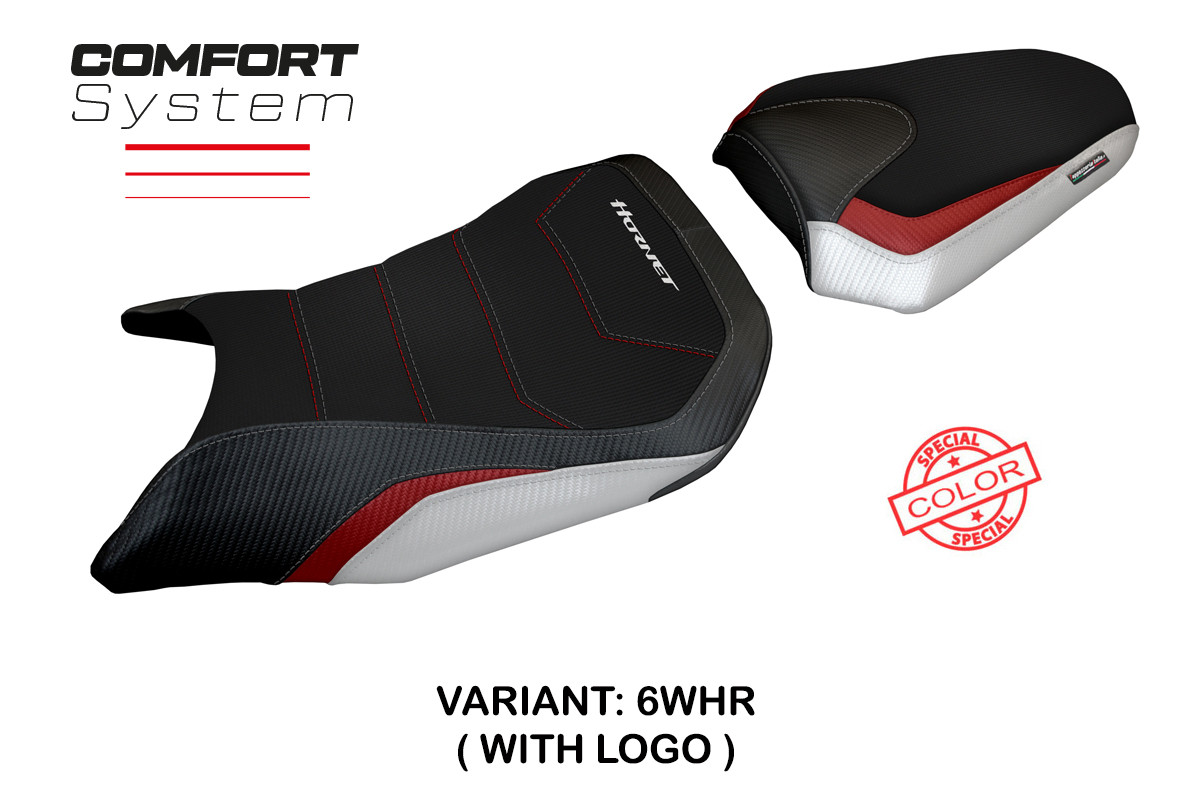 Rivestimento sella TPZ Toyama Comfort Logo Special bianco-rosso Honda CB750 Hornet 2023-2025