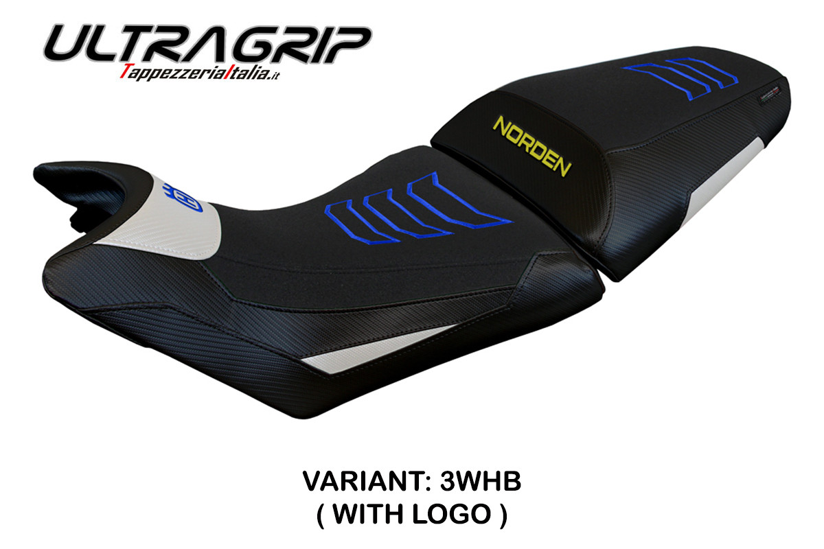 Rivestimento sella TPZ Norvik Ultragrip Logo bianco-blu Husqvarna Norden 901 2022-2025