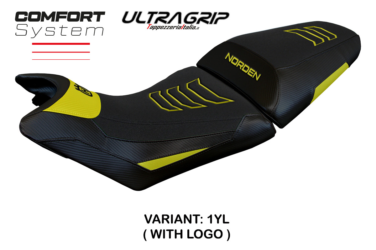Rivestimento sella TPZ Norvik Comfort Ultragrip Logo giallo Husqvarna Norden 901 2022-2025