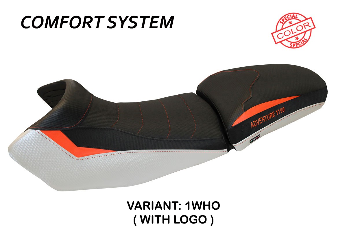 Rivestimento sella TPZ Fasano Comfort Logo Special bianco-arancio KTM 1190 Adventure 2013-2016