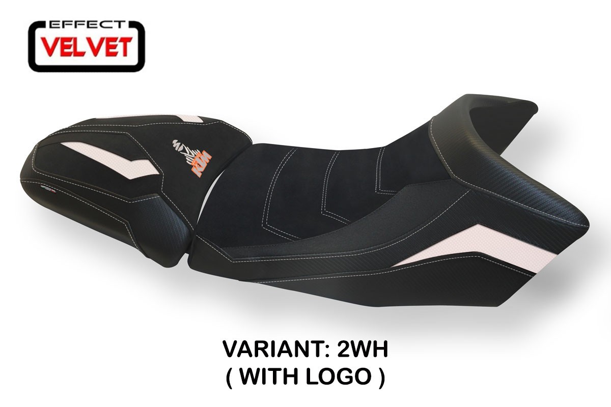 Rivestimento sella TPZ Gaeta Velvet Logo bianco KTM Super Adventure 1290S/T 2015-2020