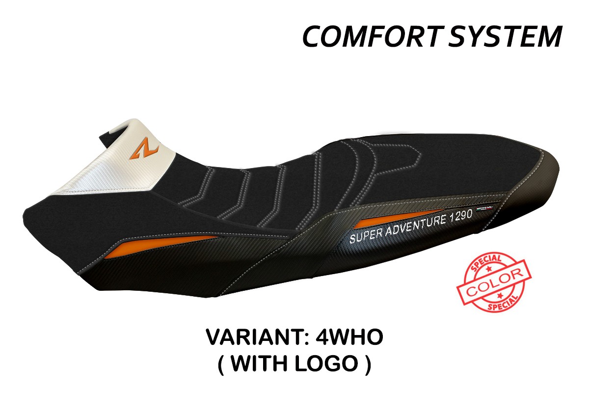 TPZ Ginevra Comfort Special white-orange Saddle covering Logo KTM Super Adventure 1290R 2017-2020