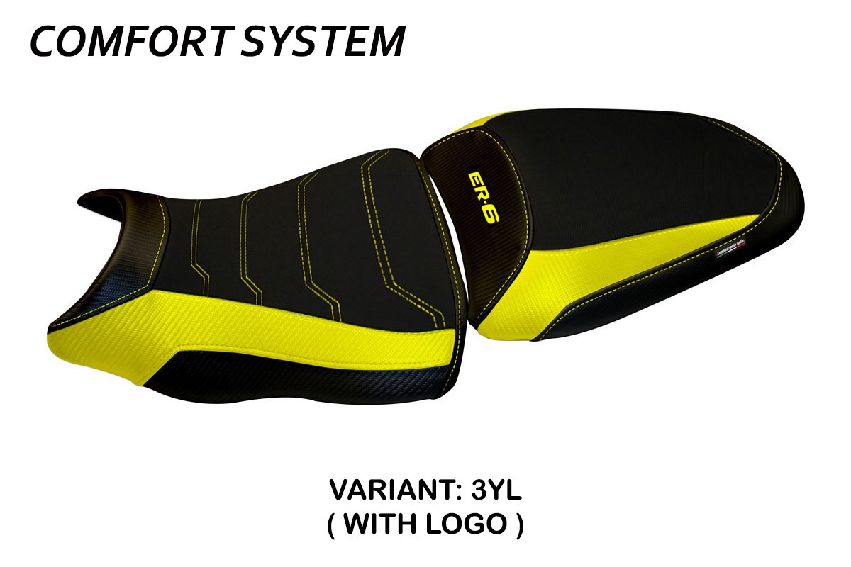 Rivestimento sella TPZ Dayton 1 Comfort Logo giallo Kawasaki ER6N/ER6F 2012-2016