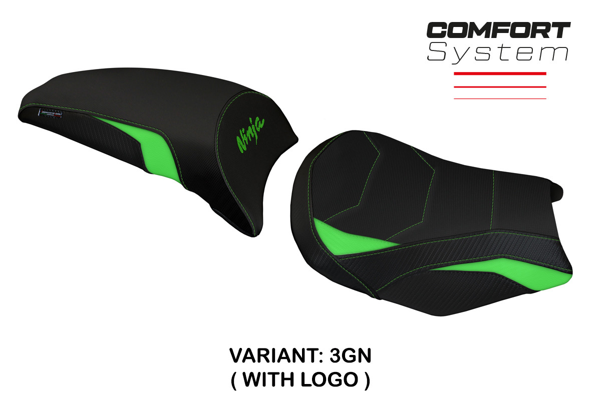 Rivestimento sella TPZ Sihu Comfort Logo verde Kawasaki Ninja 650 2017-2025