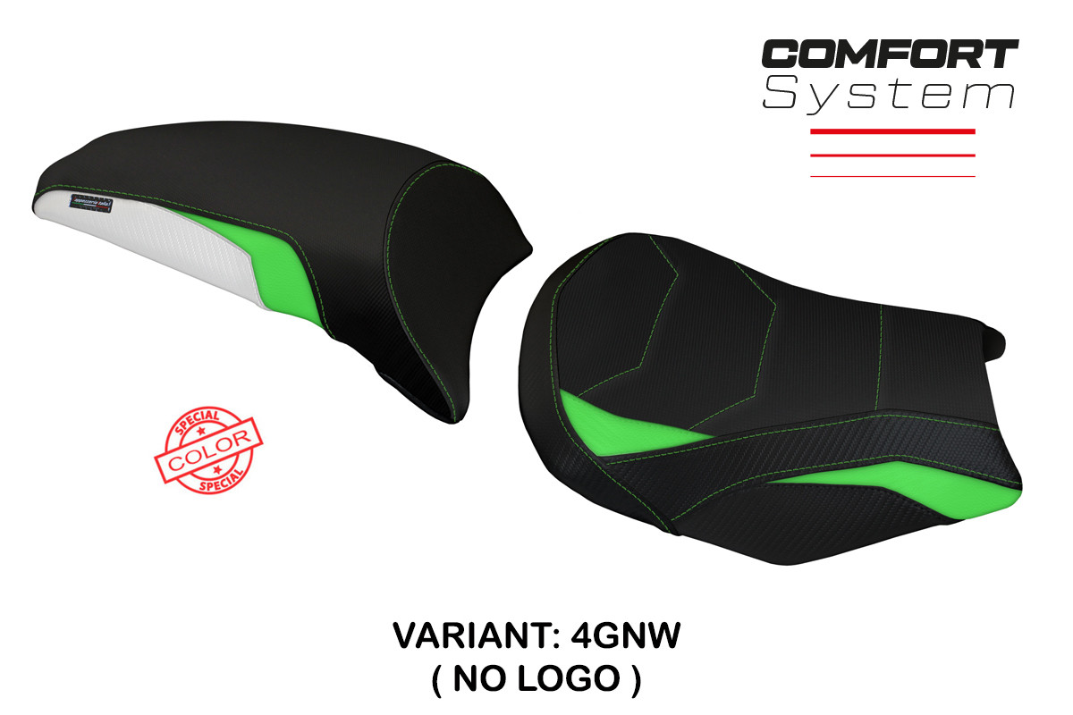Rivestimento sella TPZ Sihu Comfort verde-bianco Kawasaki Ninja 650 2017-2025