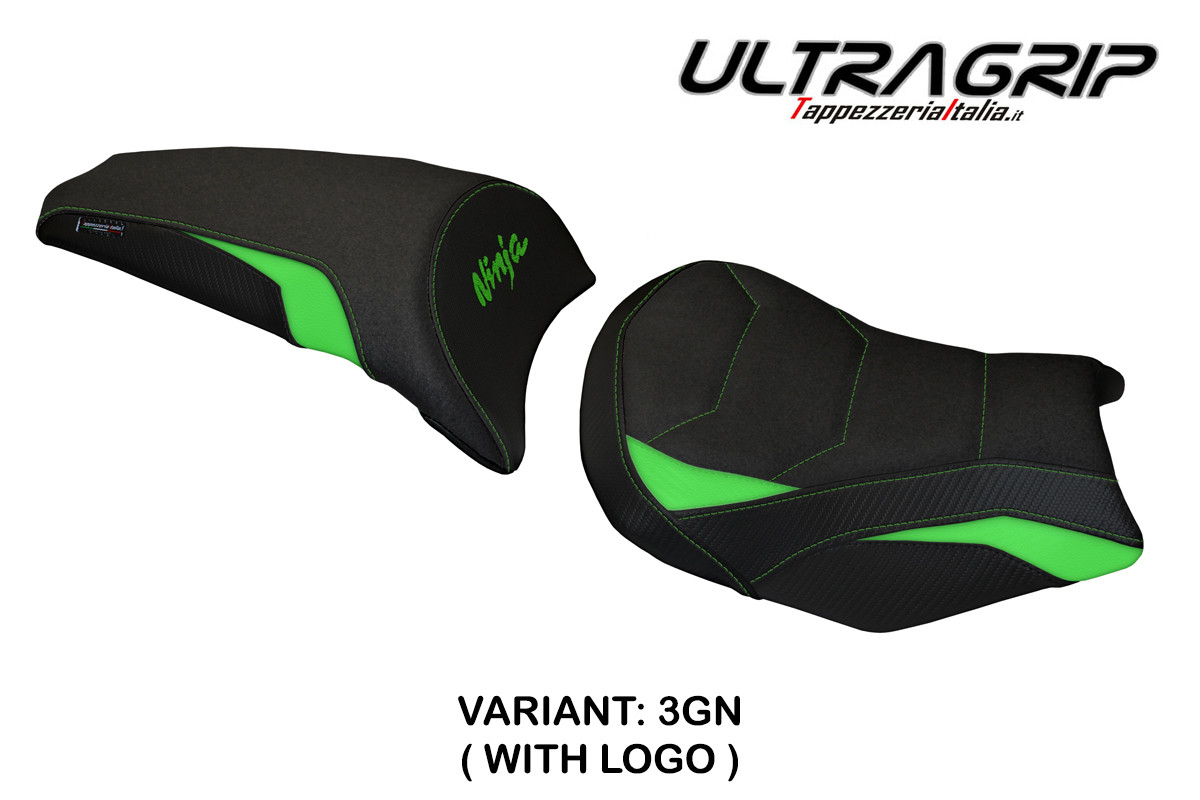Rivestimento sella TPZ Sihu Ultragrip Logo verde Kawasaki Ninja 650 2017-2025