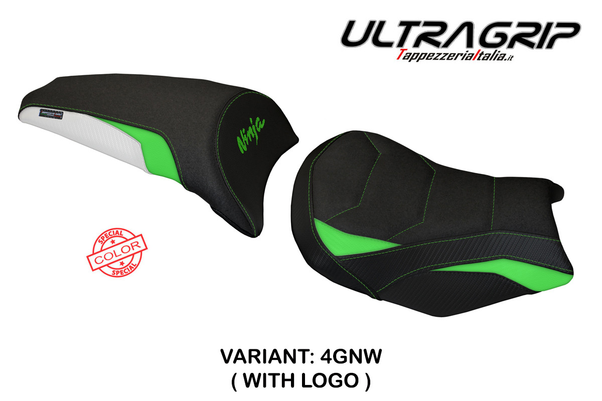 Rivestimento sella TPZ Sihu Ultragrip Logo verde-bianco Kawasaki Ninja 650 2017-2025
