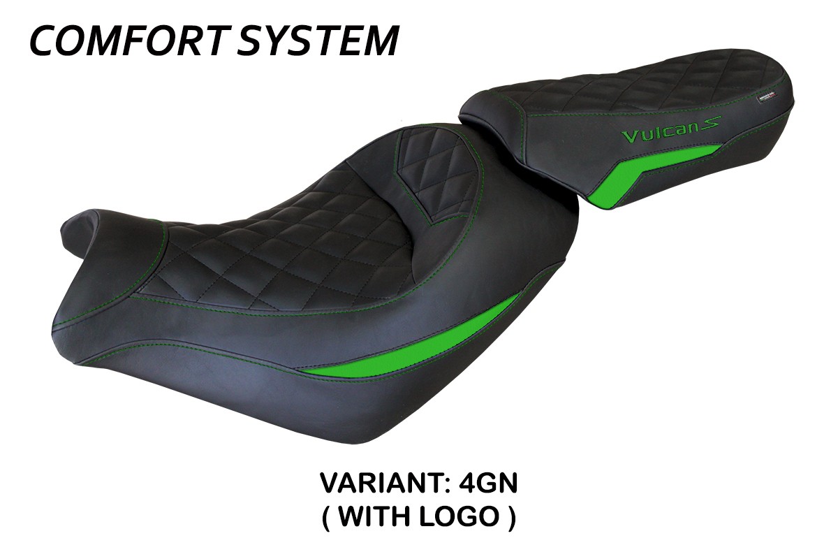 Rivestimento sella TPZ Taipei Comfort Logo verde Kawasaki Vulcan 650 2014-2025