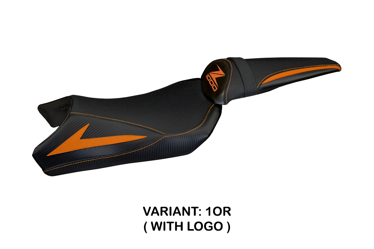 TPZ Berna Total Black orange Saddle covering Logo Kawasaki Z1000 2010-2013