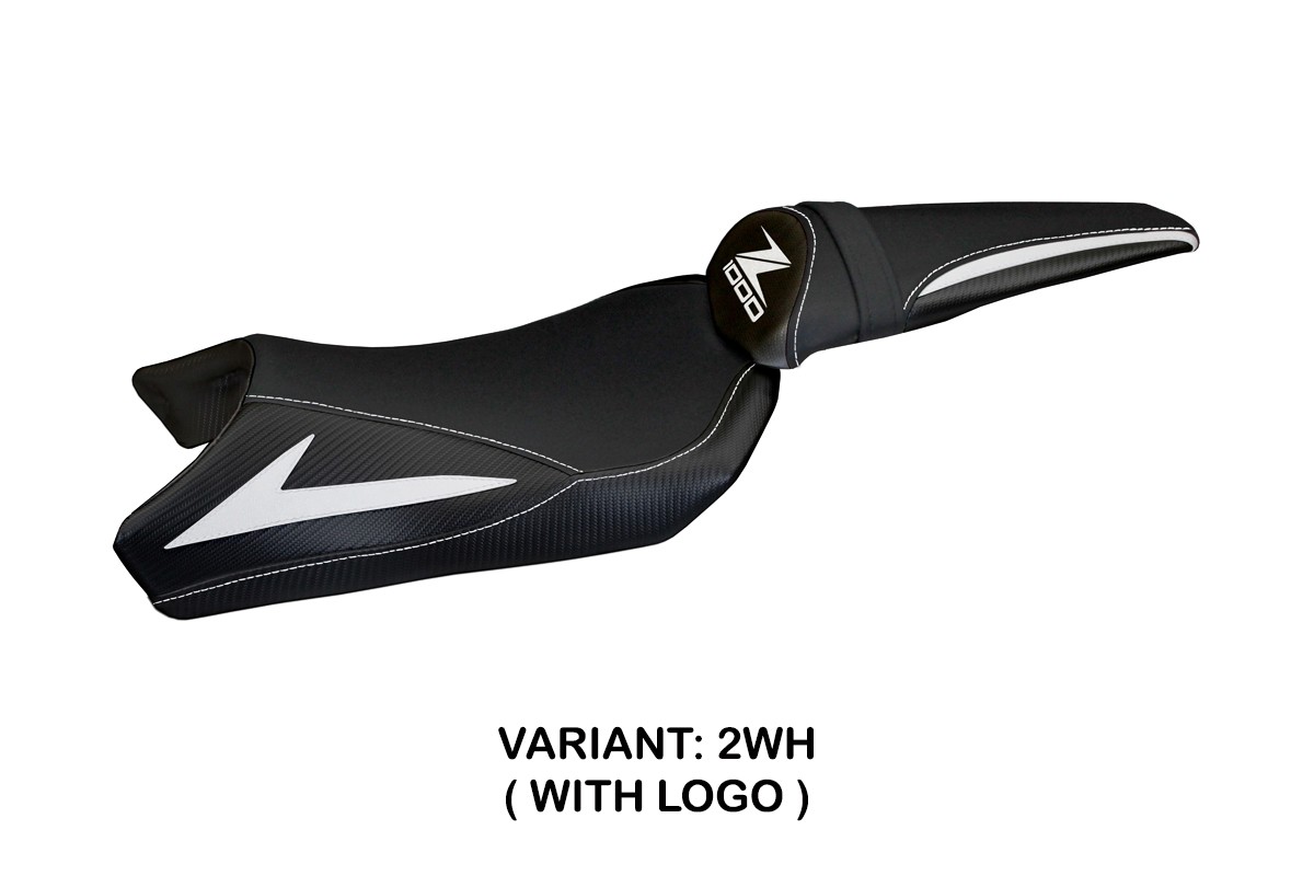 TPZ Berna Total Black white Saddle covering Logo Kawasaki Z1000 2010-2013