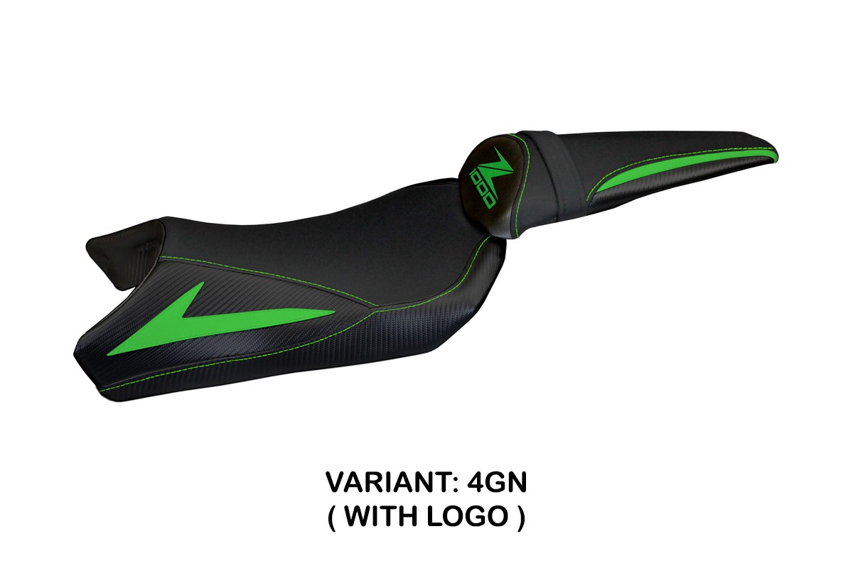 TPZ Berna Total Black green Saddle covering Logo Kawasaki Z1000 2010-2013