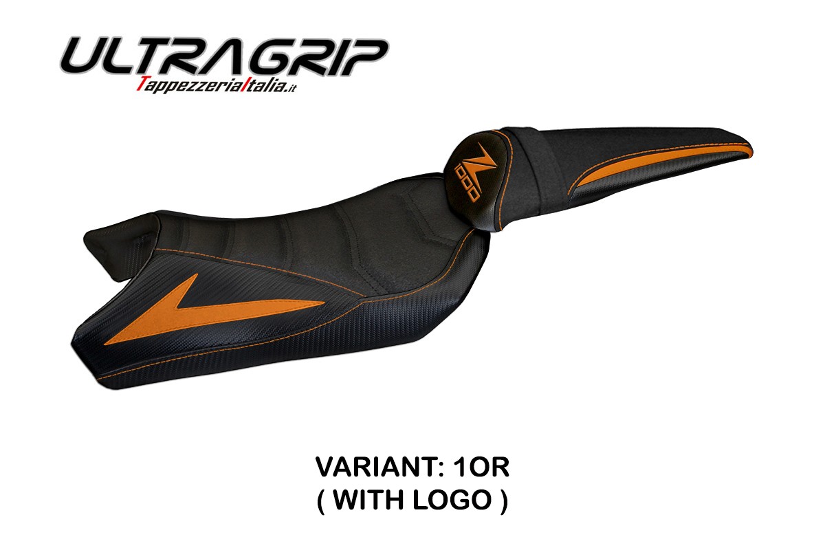 TPZ Berna Total Black Ultragrip orange Saddle covering Logo Kawasaki Z1000 2010-2013