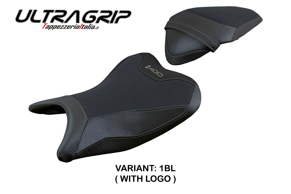 TPZ Aragona Ultragrip black Saddle covering Logo Kawasaki Z400 2018-2023