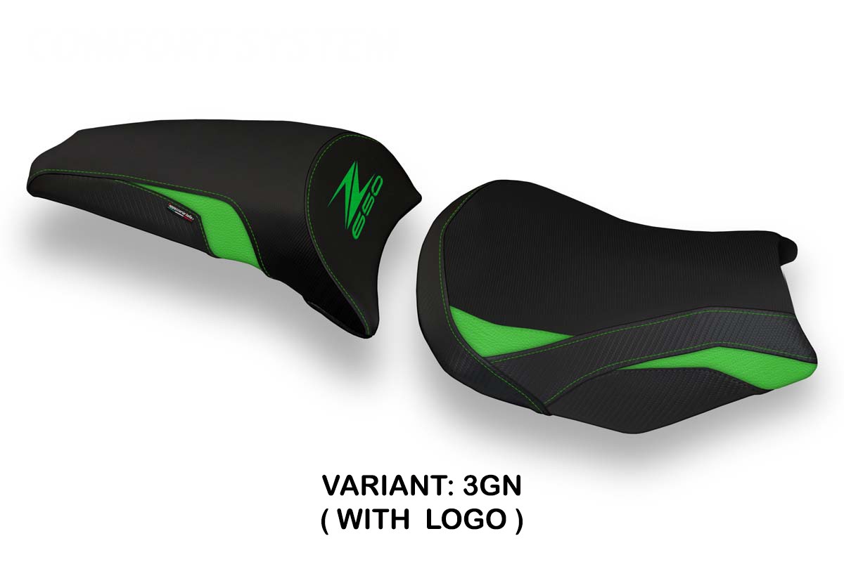 Rivestimento sella TPZ Cave 1 Logo verde Kawasaki Z650 2017-2025