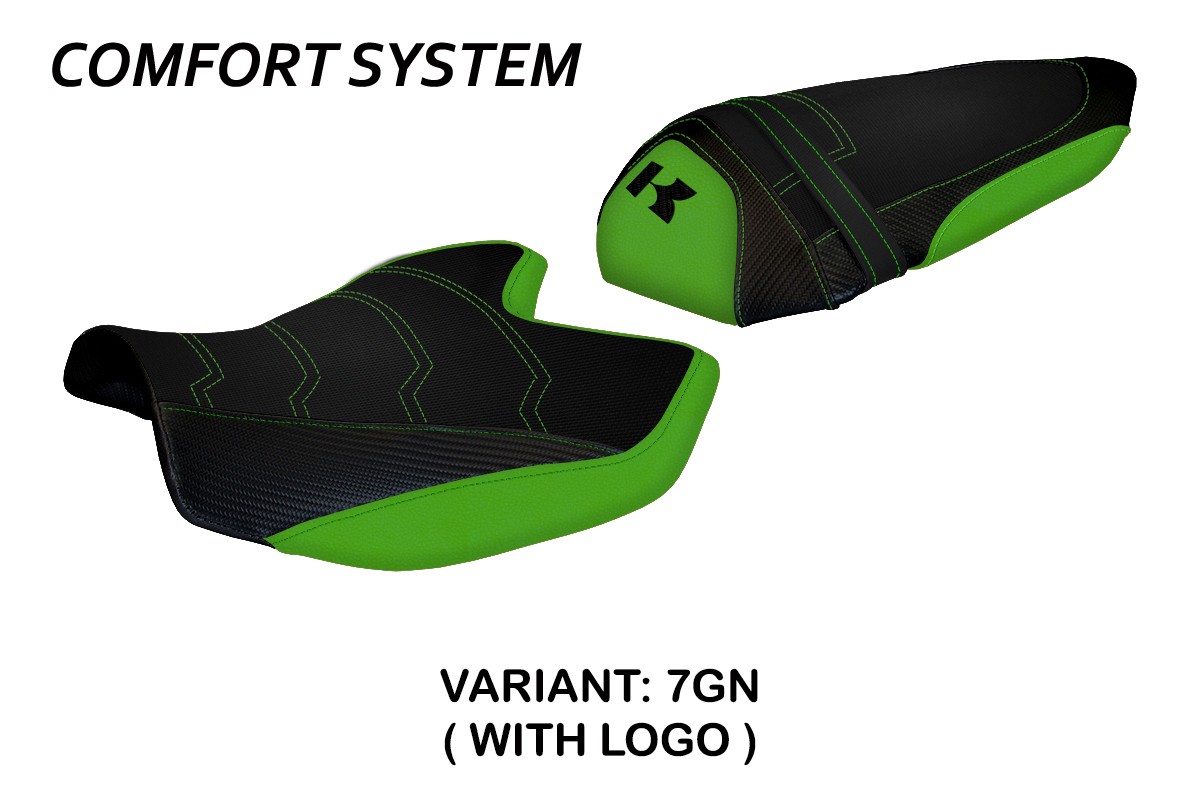 TPZ Amatrice 2 Comfort green Saddle covering Logo Kawasaki Z750 2007-2014