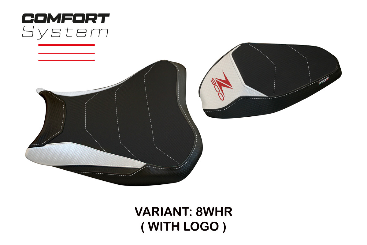 TPZ Bran 3 Comfort white-red Saddle covering Logo Kawasaki Z900 2017-2024