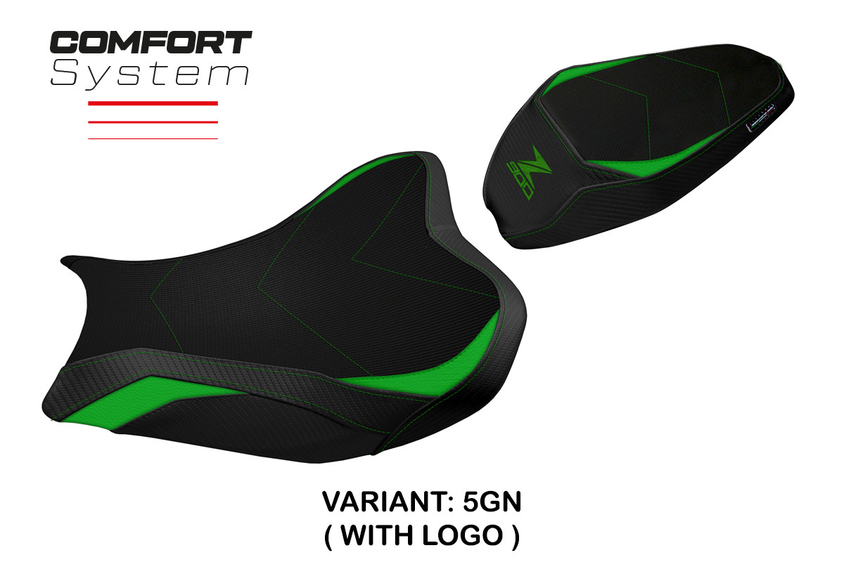 Rivestimento sella TPZ Shara Comfort Logo verde Kawasaki Z900 2017-2024