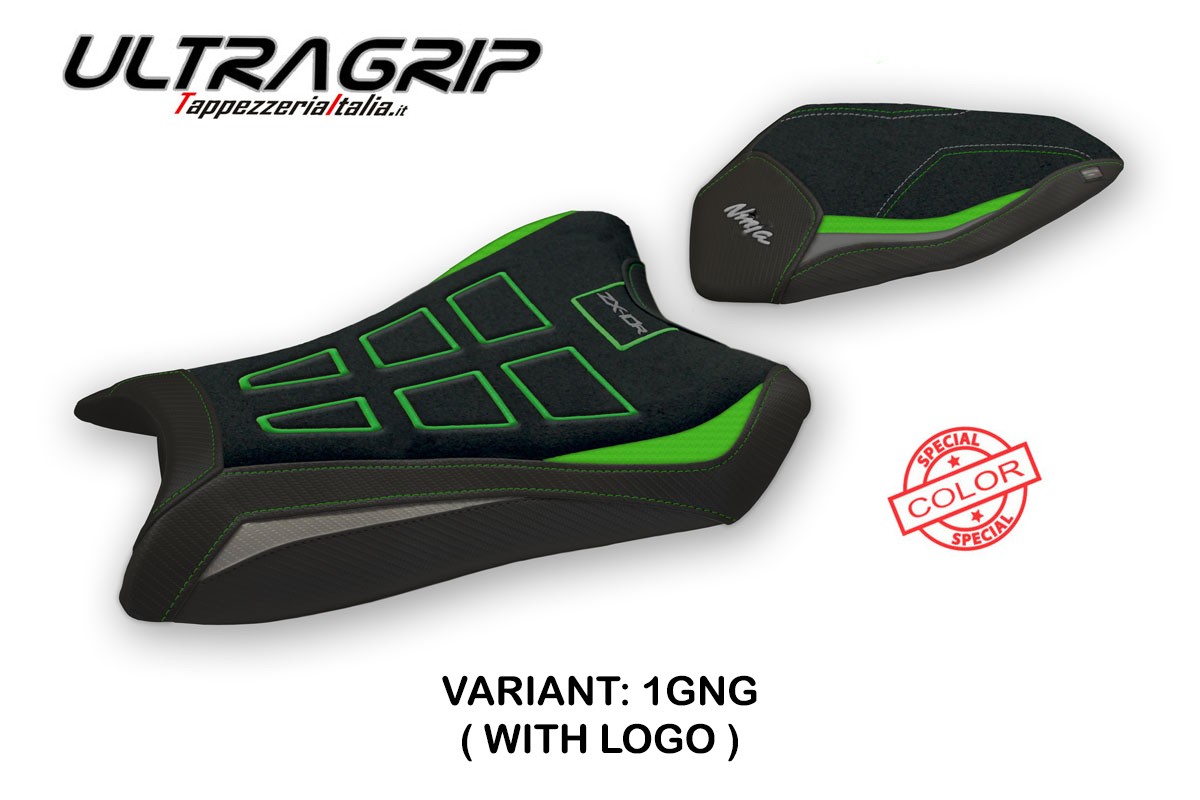TPZ Bejar Ultragrip Special green-grey Saddle covering Logo Kawasaki ZX10R Ninja 2016-2020