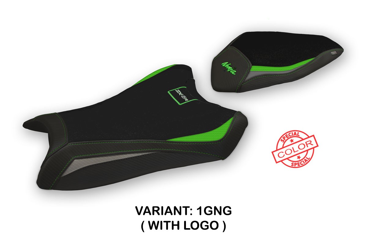 TPZ Gaviao Special green-grey Saddle covering Logo Kawasaki ZX6R Ninja 2019-2025